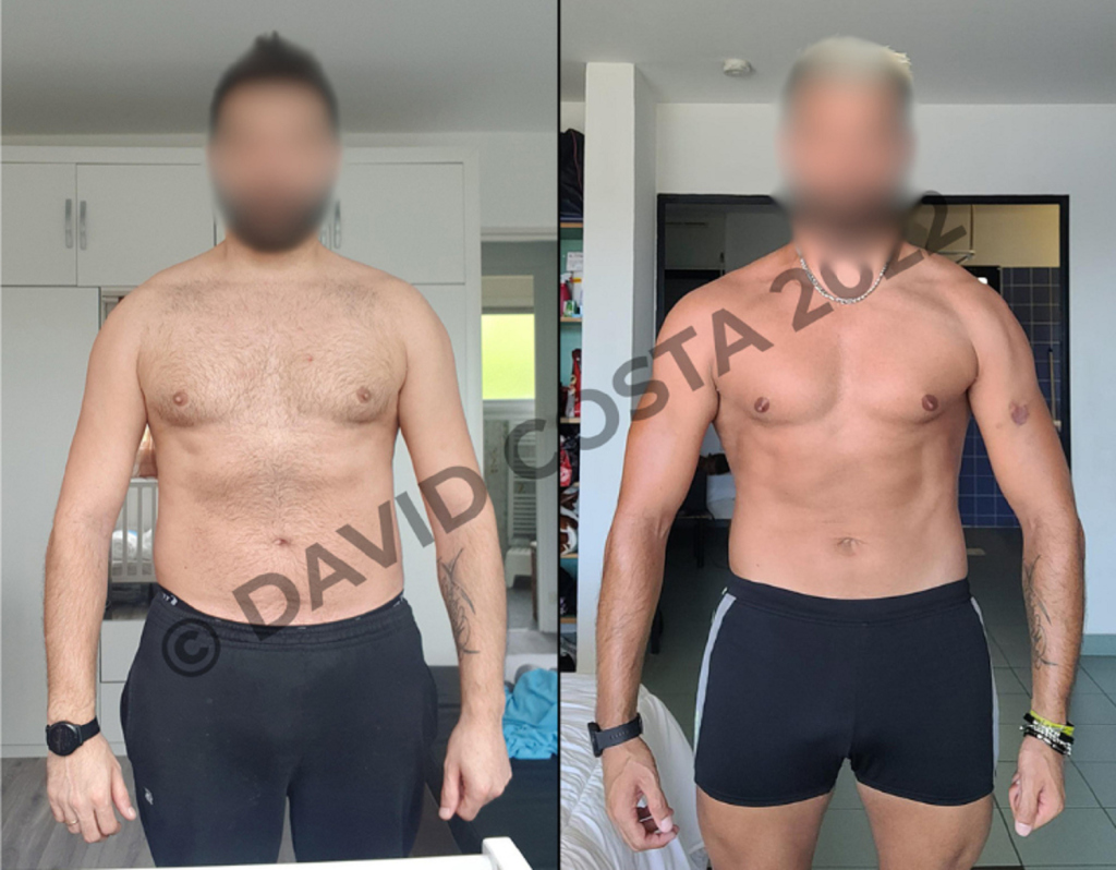 Avant-après de Lilian, 39 ans (homme) : -8 kg et -15 cm de tour de taille en 6 mois de coaching en ligne avec David Costa